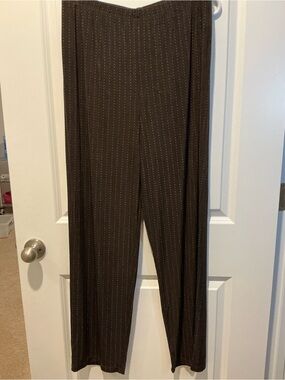 Chico's Brown Pinstripe Knit Pants Travelers Collection